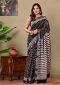 Handblock Print Linen Saree