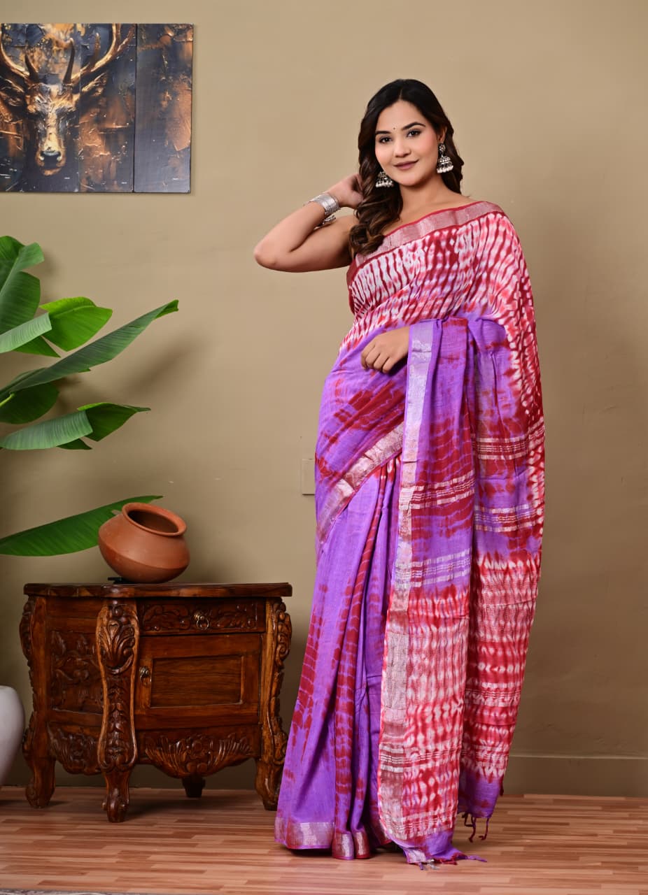Handblock Print Linen Saree