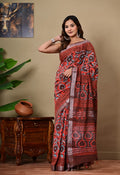 Handblock Print Linen Saree