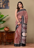 Handblock Print Linen Saree