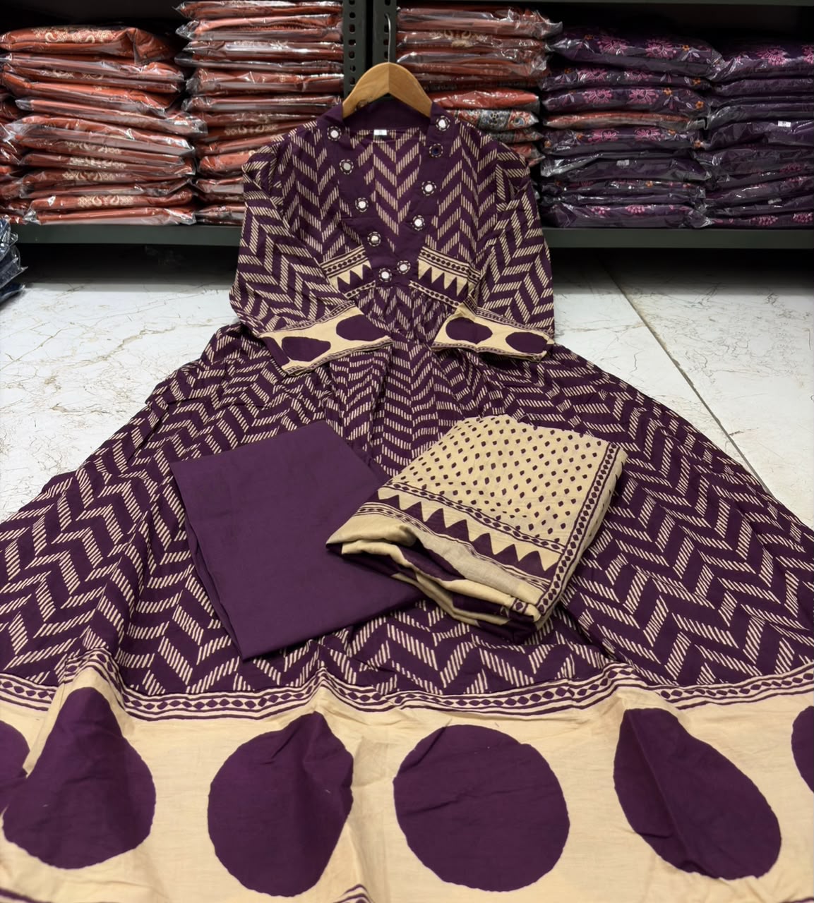 PREMIUM COTTON 60*60 A-LINE KURTI SET