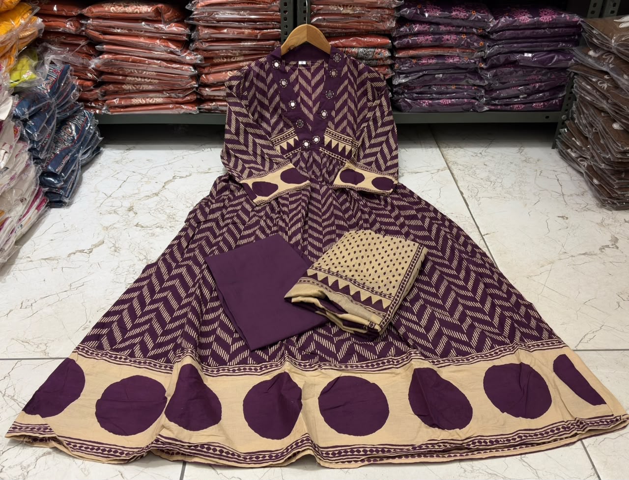 PREMIUM COTTON 60*60 A-LINE KURTI SET