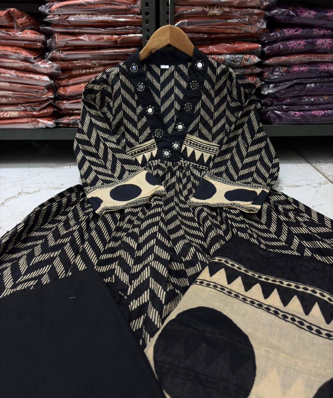 PREMIUM COTTON 60*60 A-LINE KURTI SET