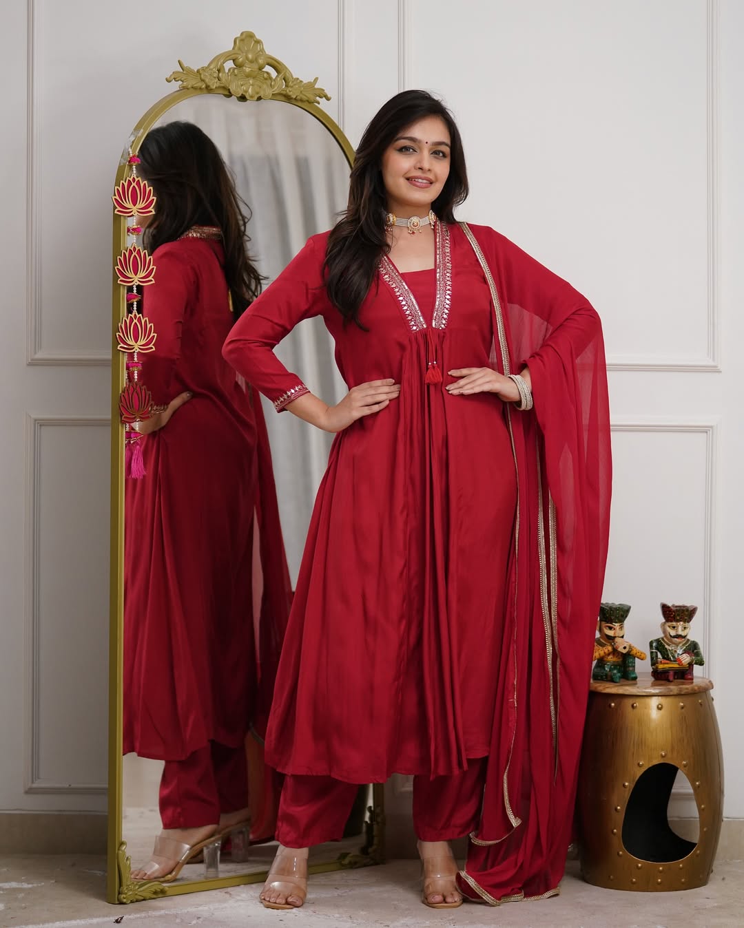 Elegant Red Anarkali Suit Set