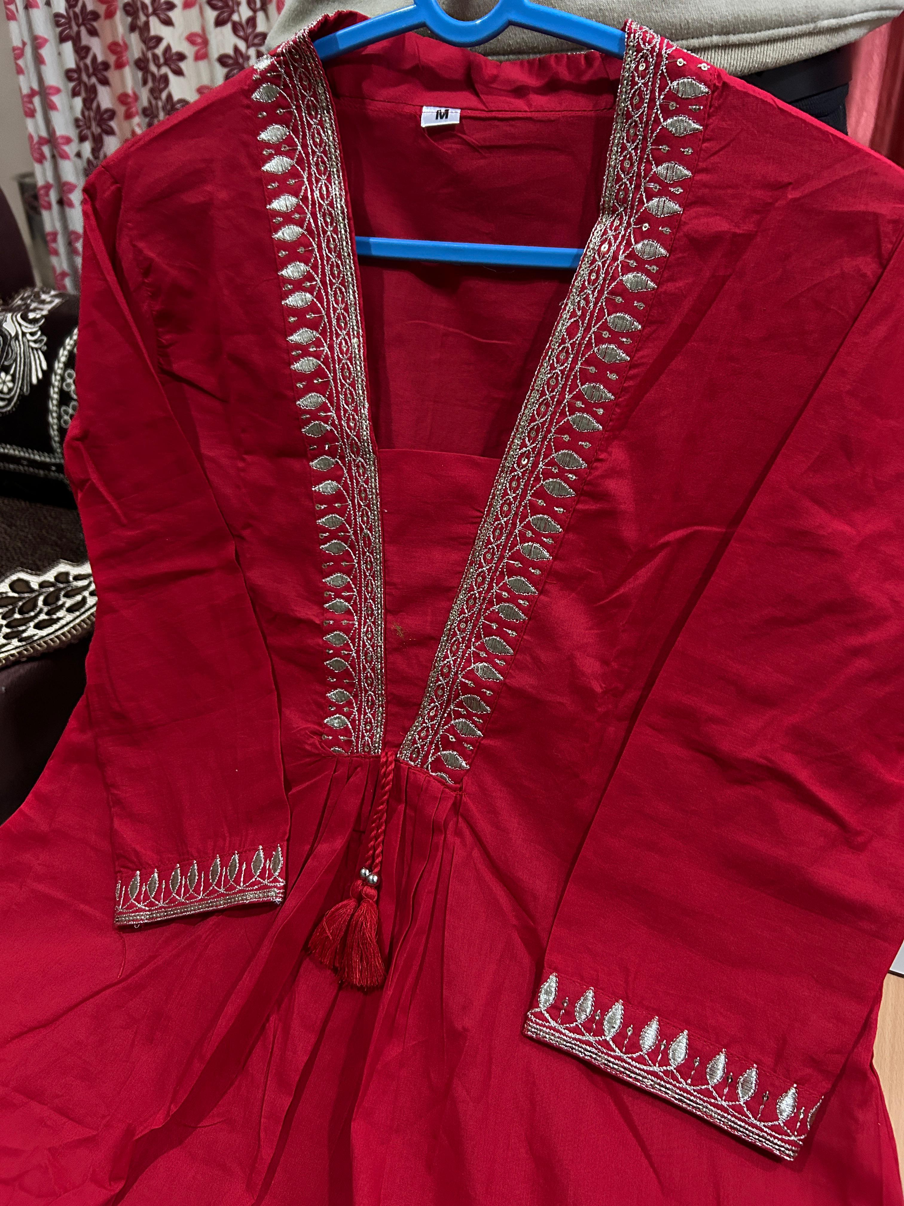 Elegant Red Anarkali Suit Set