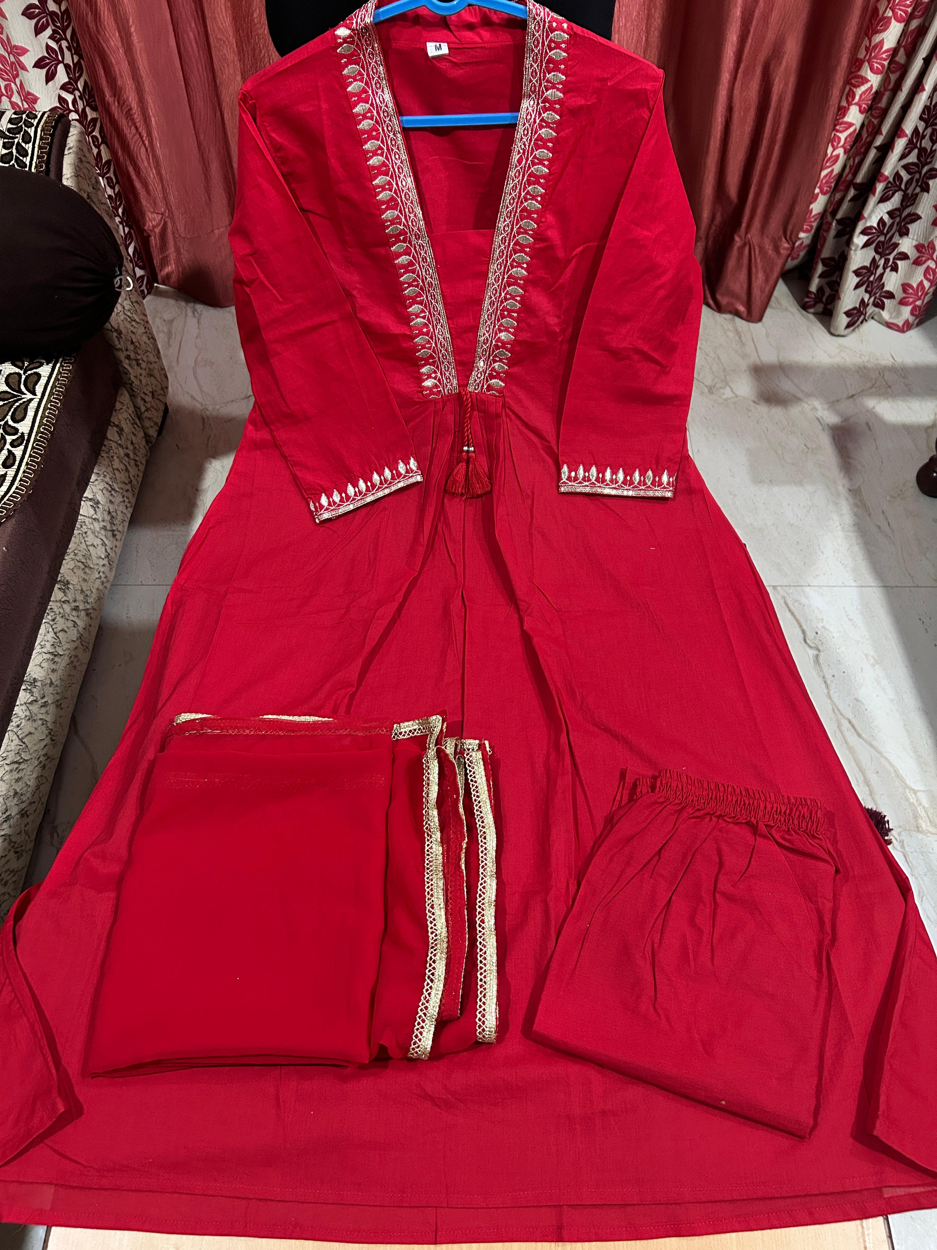 Elegant Red Anarkali Suit Set