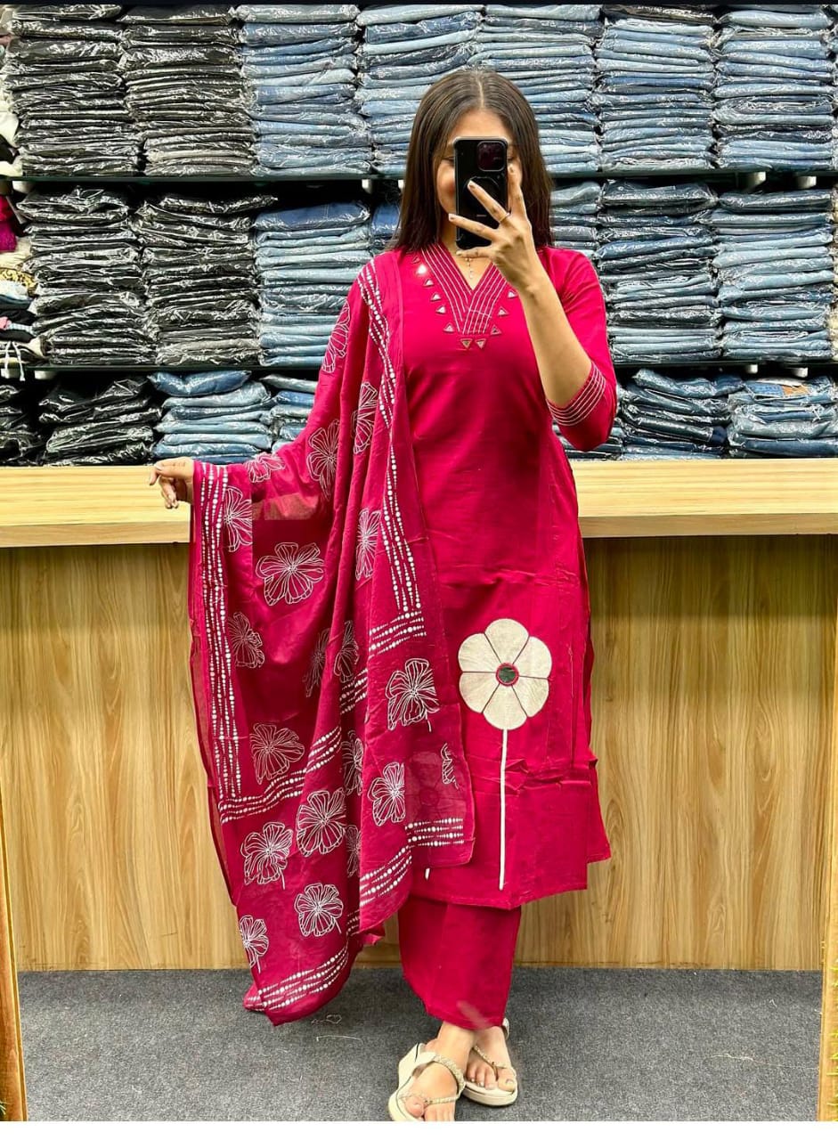 Elegant Embroidered Cotton Flaired Suit