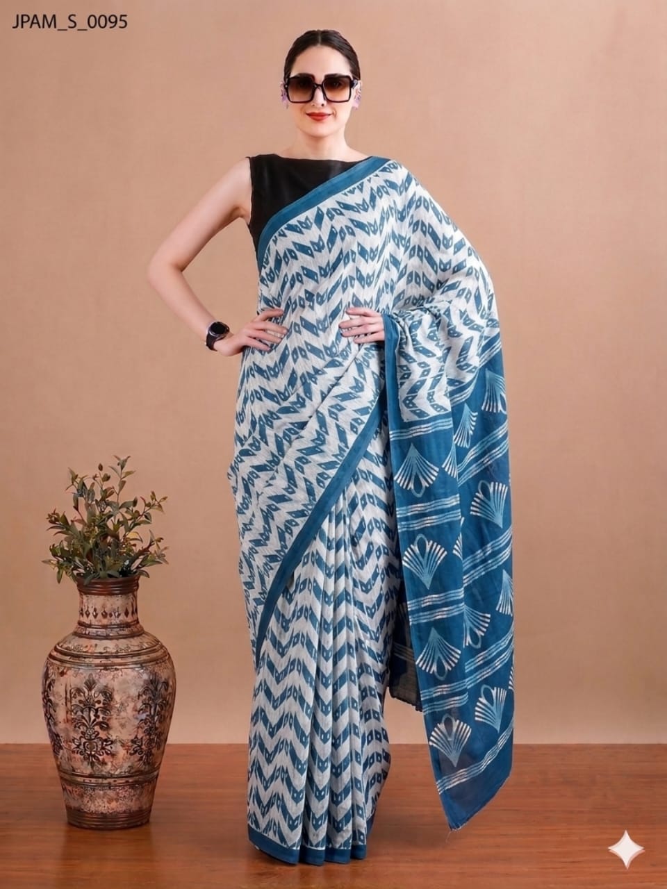 Premium Handblock Print Cotton Saree