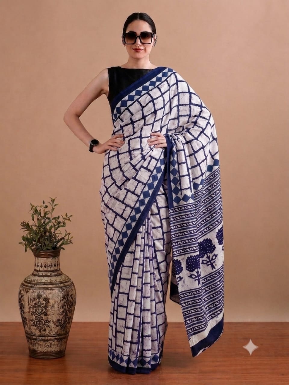 Premium Handblock Print Cotton Saree