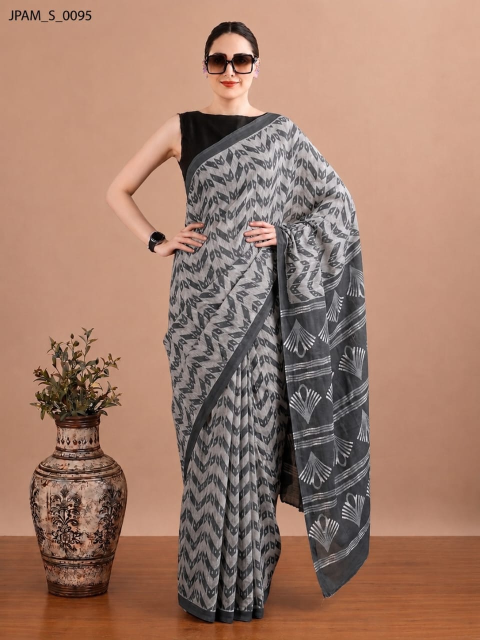 Premium Handblock Print Cotton Saree