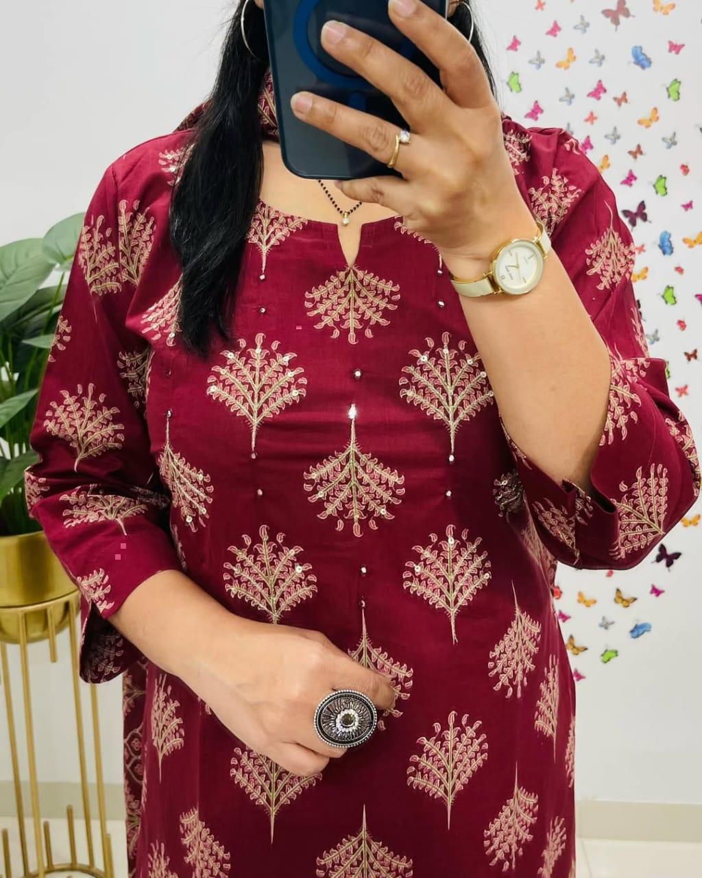 Premium Heavy Cotton Kurti with Dupatta
