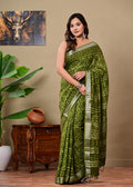 Handblock Print Linen Saree